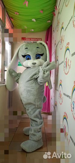 Ростовая кукла Зайка Хрумка серый и аксессуары