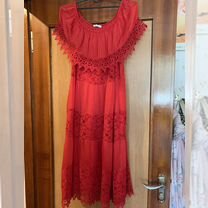 �Платье бохо хлопок 48 -50,красное
