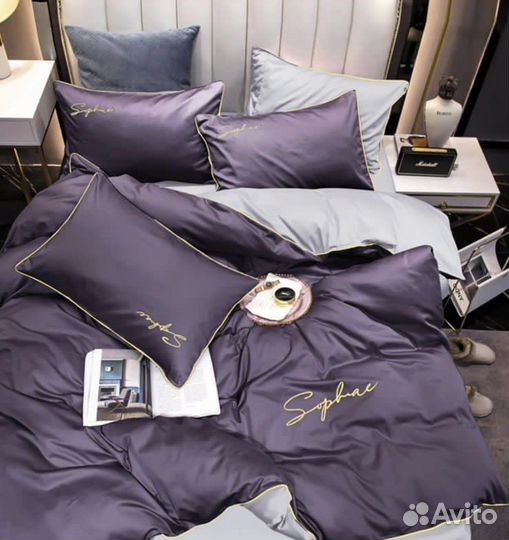 Белье постельное однотонное евро размер