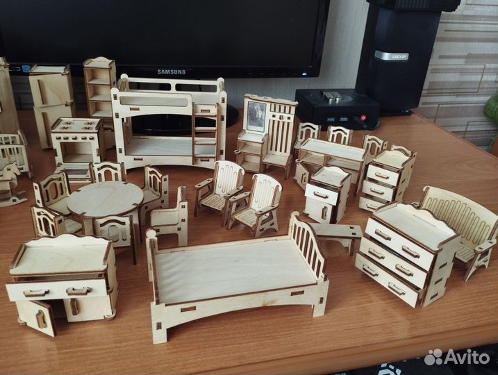 Кукольный домик большой, С мебелью
