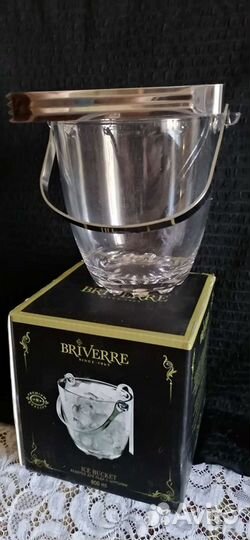 Ведерко для льда с щипцами стекло