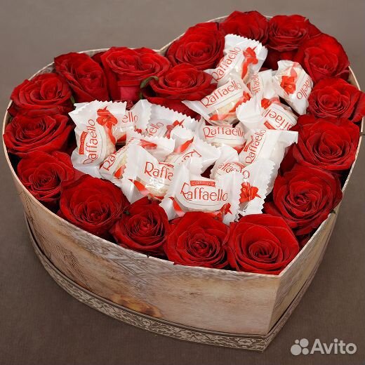 Сердце из роз.Розы в коробке