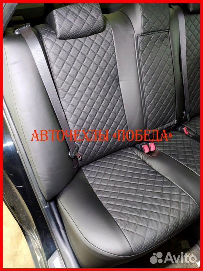 Чехлы Toyota Camry v50 из экокожи чёрные Ромб