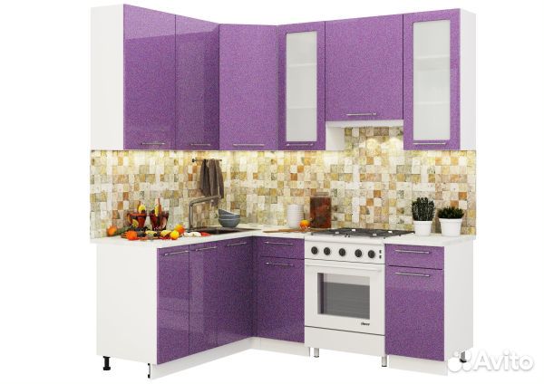 Модульная кухня Олива металлик 1,6х2,0 м (Н)