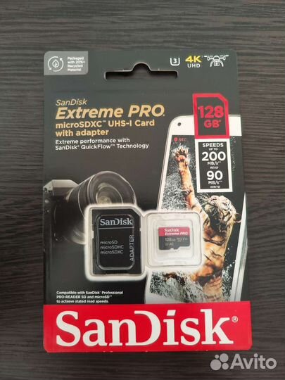 Карта памяти microSD Sandisk Extreme Pro 128 GB