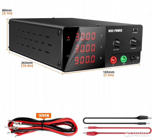 Блок питания лабораторный 30В/30A/900Вт