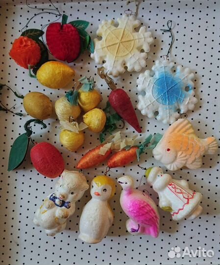 Ватные Пластиковые Пенопласт елочные игрушки СССР