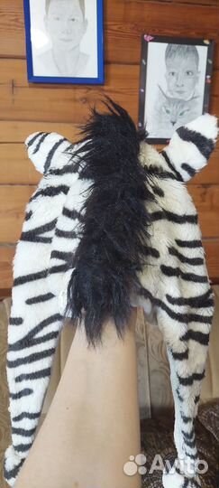 Шапка детская зебра. Размер от 5 до 10 лет