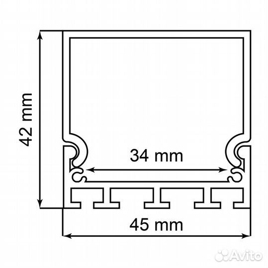 Профиль накладной 42х45мм, алюминиевый, черный, 2м