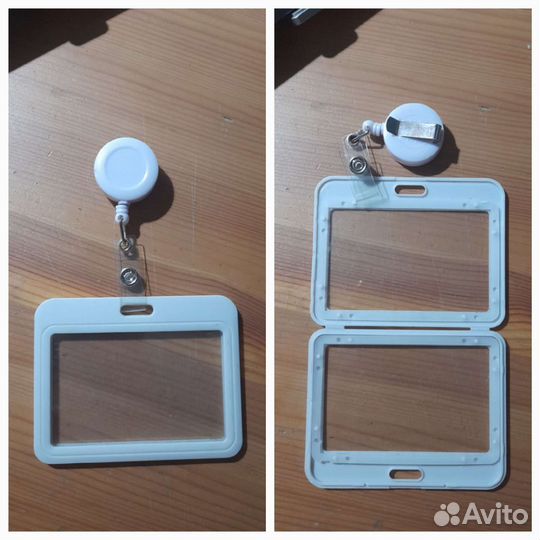 Бейдж горизонтальный с рулеткой на прищепке