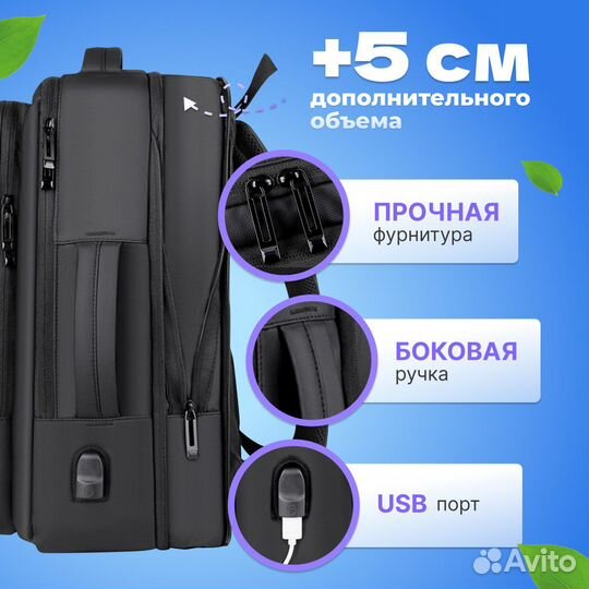 Рюкзак мужской городской с USB, повседневный