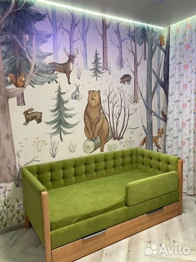 Детская кровать из массива с мягкими бориками