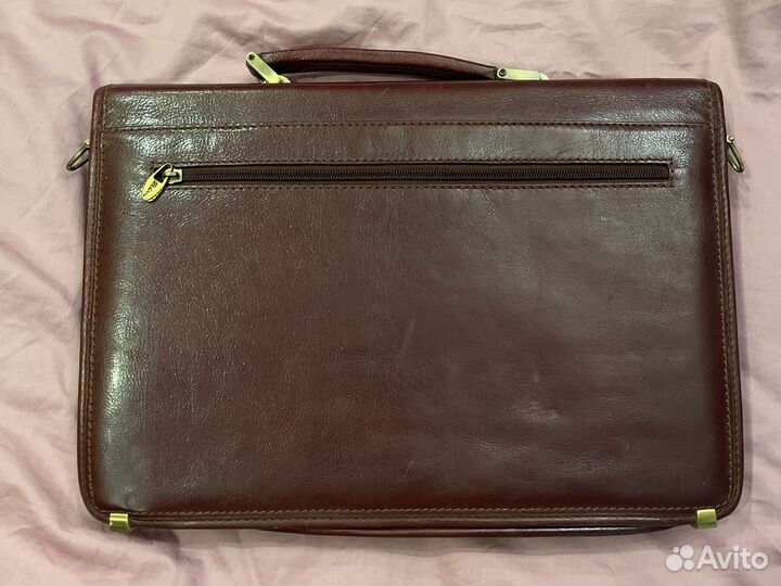 Мужской кожаный портфель коричневый