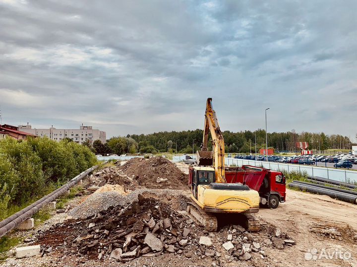 Песок. вывоз грунта. аренда экскаватора