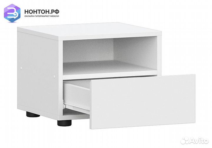 Тумба прикроватная Грейс белая текстурная