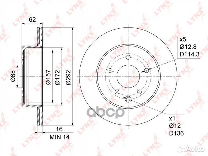 Диск тормозной задн. 292x16 nissan Qashqai(J1