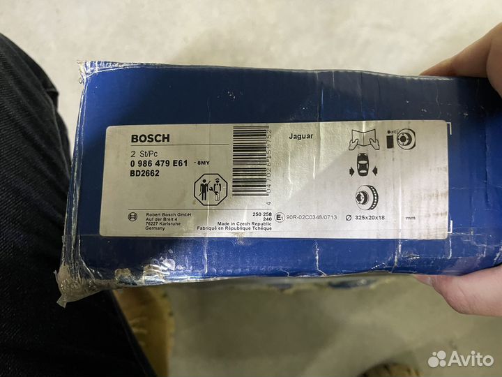 Тормозные диски jaguar xf bosch задние