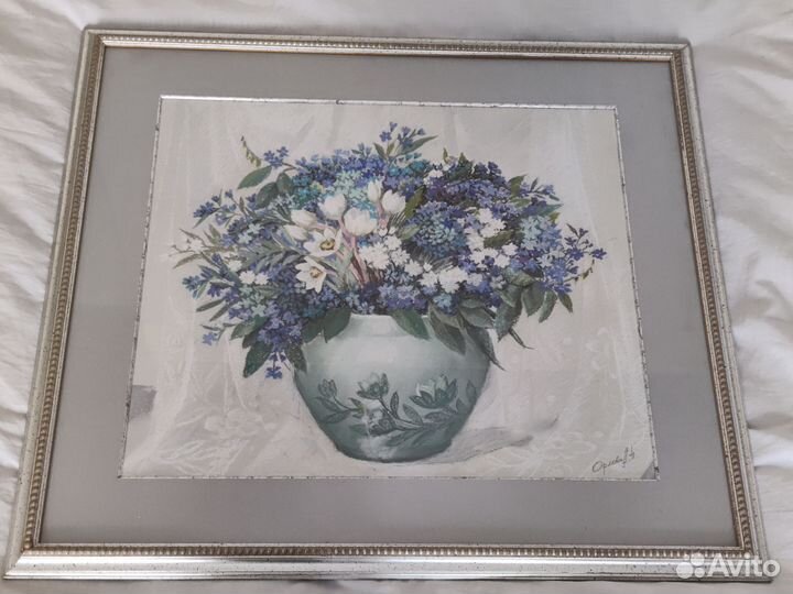 Картина пастель. Натюрморт цветы. А. Н. Орлова