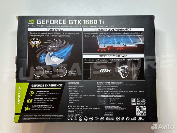 Видеокарта Nvidia GeForce GTX 1660 Ti MSI armor