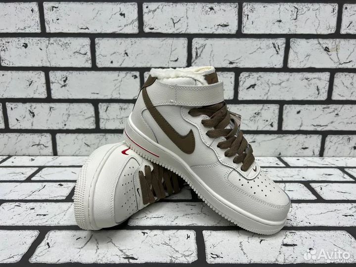 Кроссовки Nike Air Force 1 07 mid зимние на меху