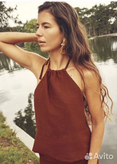 Топ льняной новый zara 44