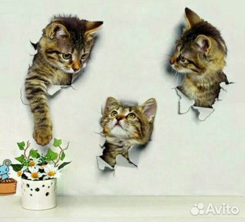 Наклейка стикер Кошки Собаки