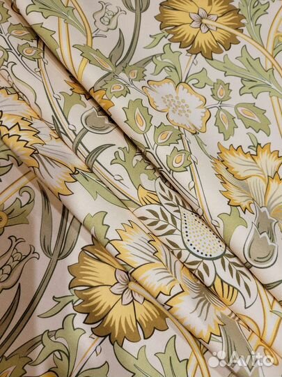 Ткань хлопковая саржа Гвоздики желтые Моррис