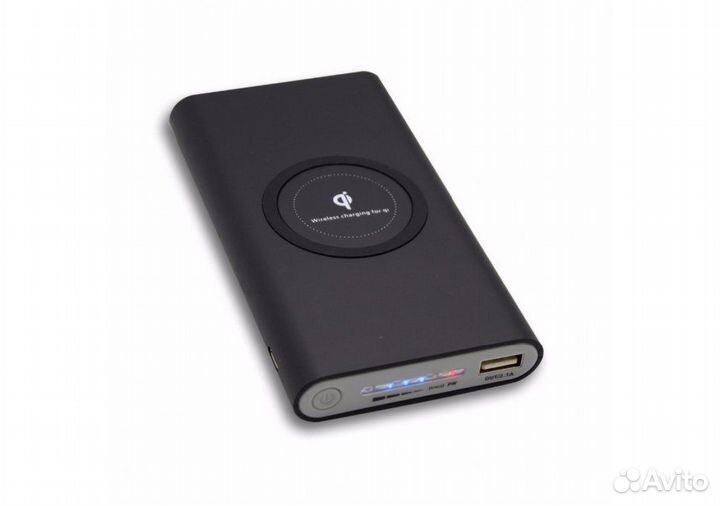 Внешний аккумулятор с беспроводной зарядкой 10000