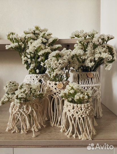 Ваза подсвечник плетёные макраме