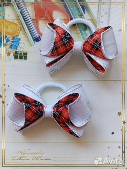 Школьный галстук и бантики ручной работы