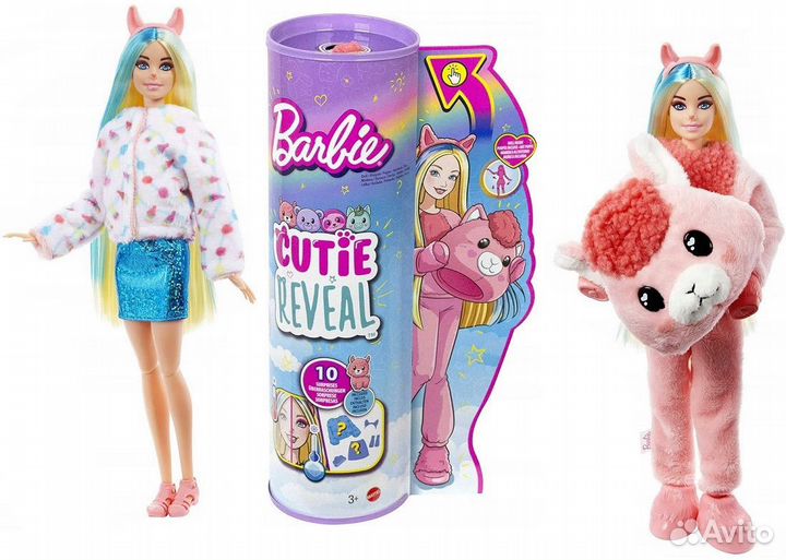 Кукла Barbie Cutie Reveal плюшевая лама hjl56