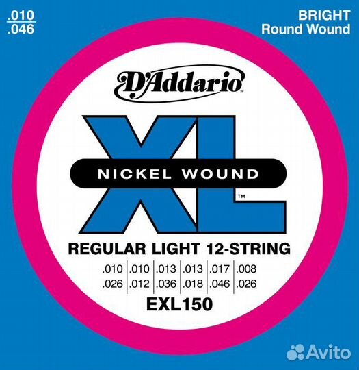 Струны для 12стр. электрогитары D'Addario EXL150