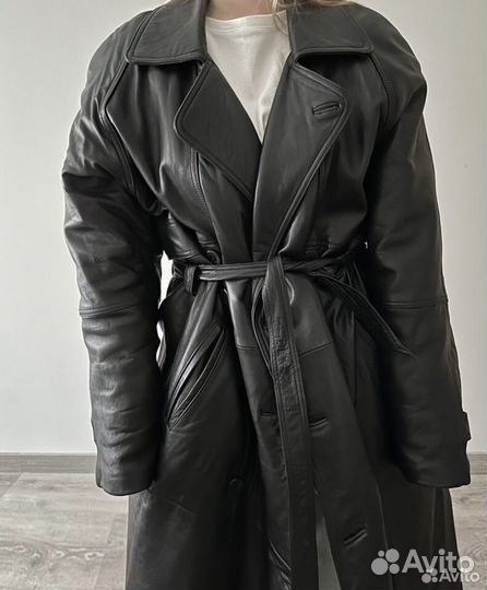 Тренч/ Плащ утепленный из натуральной кожи