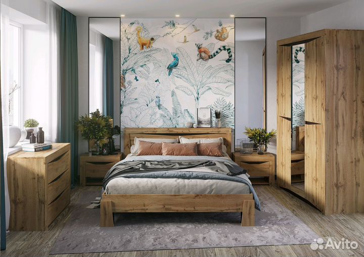 Спальня Паола Кровать 1.4 с ортопедом кр 702 (Дуб