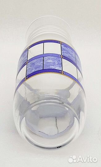 Кувшин стекло с синим рисунком (#690)