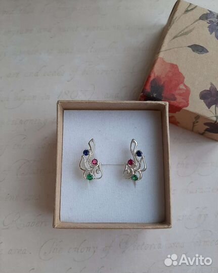 Серьги, кольцо серебрение