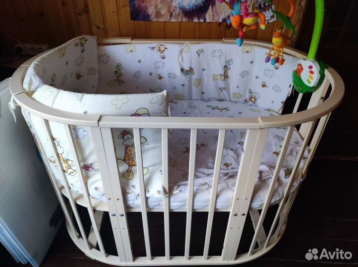 Кроватка-трансформер 7в1 бежевая