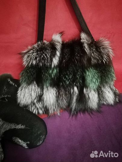Сумка-муфта из меха чернобурки