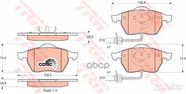 Колодки тормозные дисковые перед GDB1307 TRW