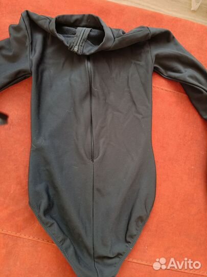 Боди с начесом чёрное для фигурного катания