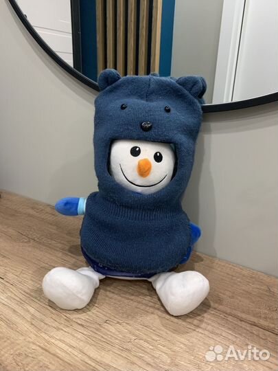 Синяя шапка шлем Зима на 1-2 годика