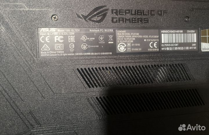 Ноутбук Asus ROG 753VD,17