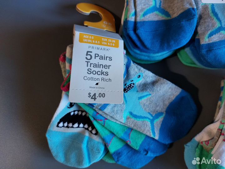 Новые. Носки Primark 2-3 года. Набором 5 пар