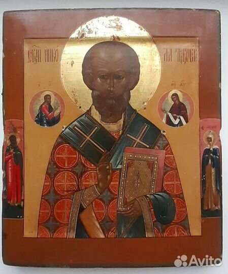 Николай Чудотворец. Античная икона середина 19 в