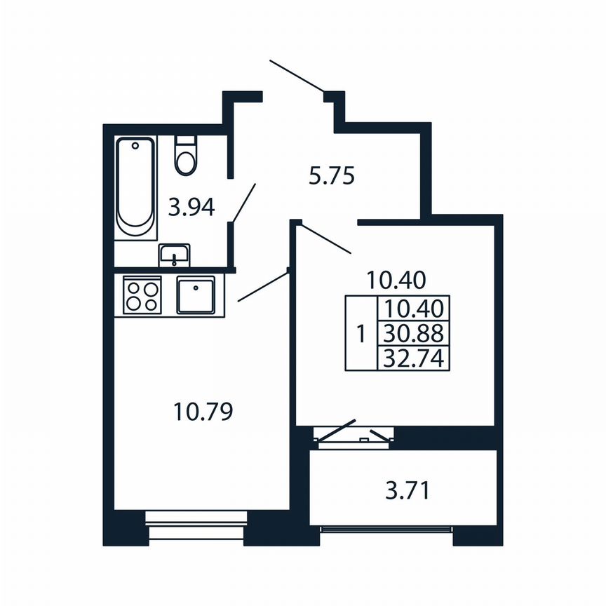 2-к. квартира, 34,6 м², 9/12 эт.