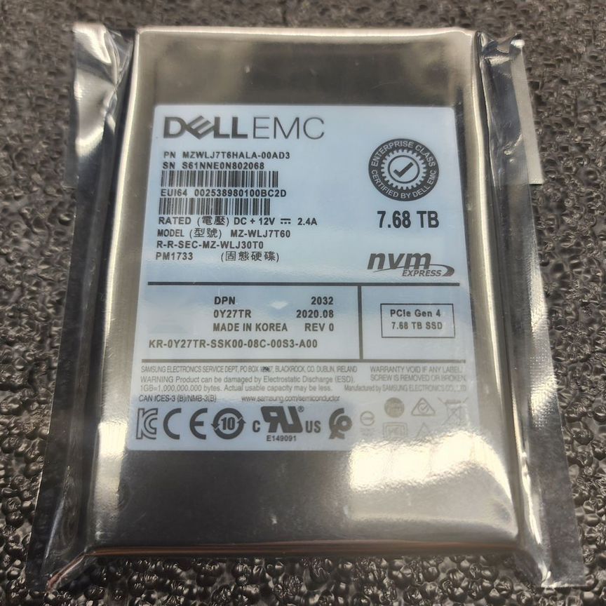 [PM1733] Ssd Samsung 7.68тб Dell 0y27tr Pm1733