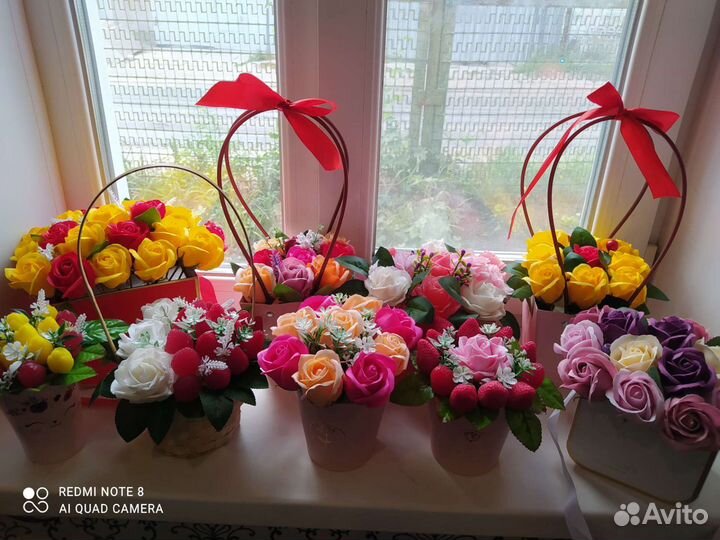 Букеты из мыла и пенных роз