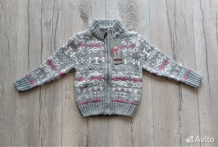 Кофта серая на замке для девочек 2/3 года