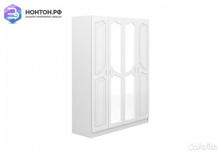 Шкаф четырехстворчатый Натали белый глянец