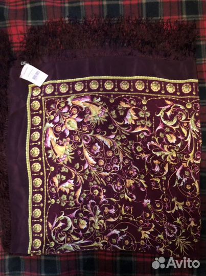 Платок павлопосадский шелковый с бахромой, 130*130